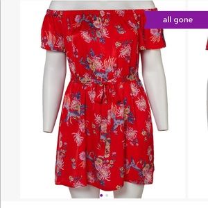 Forever 21 + Red Floral Off the Shoulder Dress 3X